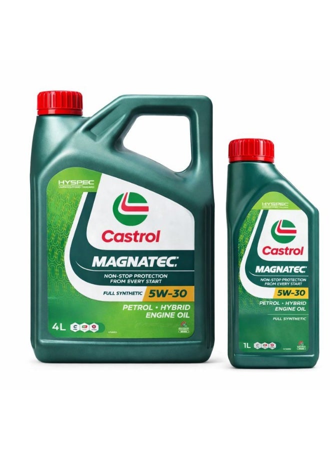 Castrol Magnatec 5W-30 Full Synthetic Engine Oil – 4L + 1L Combo Pack (Petrol & Hybrid)